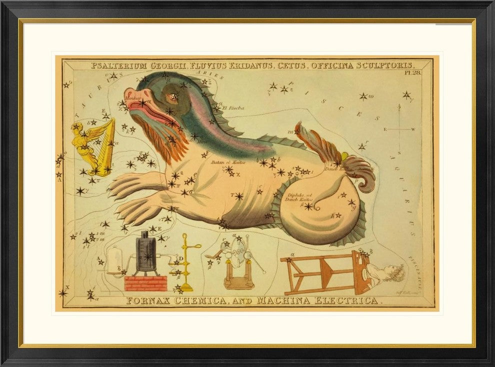 Psalterium Georgii, Fluvius Eridanus, Cetus, Machina Electrica, 1825, 46"x34"