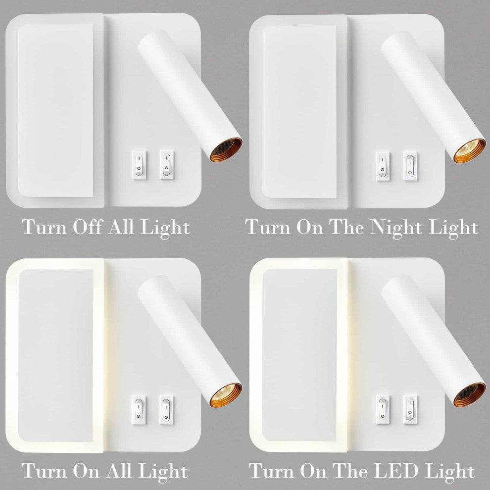 Modern White LED Wall Sconce With Switch,5W 4000K