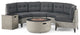 Erin Outdoor Round 4 Seater Wicker Sectional Set With Fire Pit