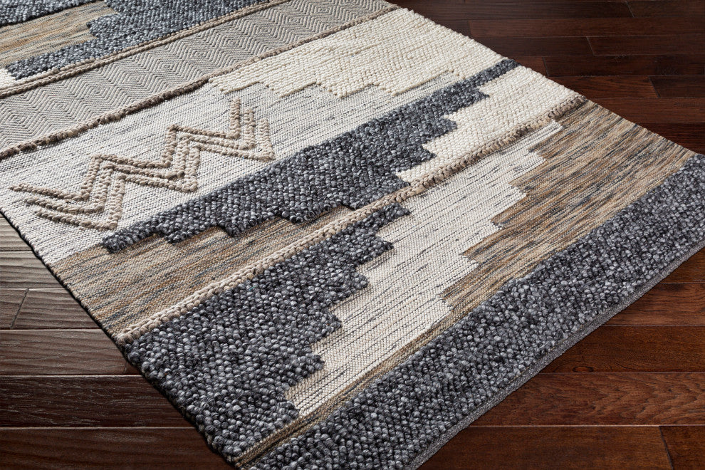 Surya Quenby QUE-2300 5'x7'6" Rug, Cream/Sage/Black/Gray/Light Gray/Camel/Taupe