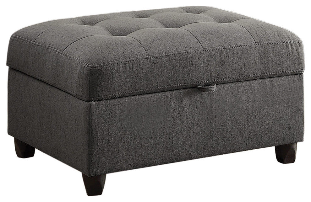 Tufted Fabric Upholstered Storage Ottoman, Gray