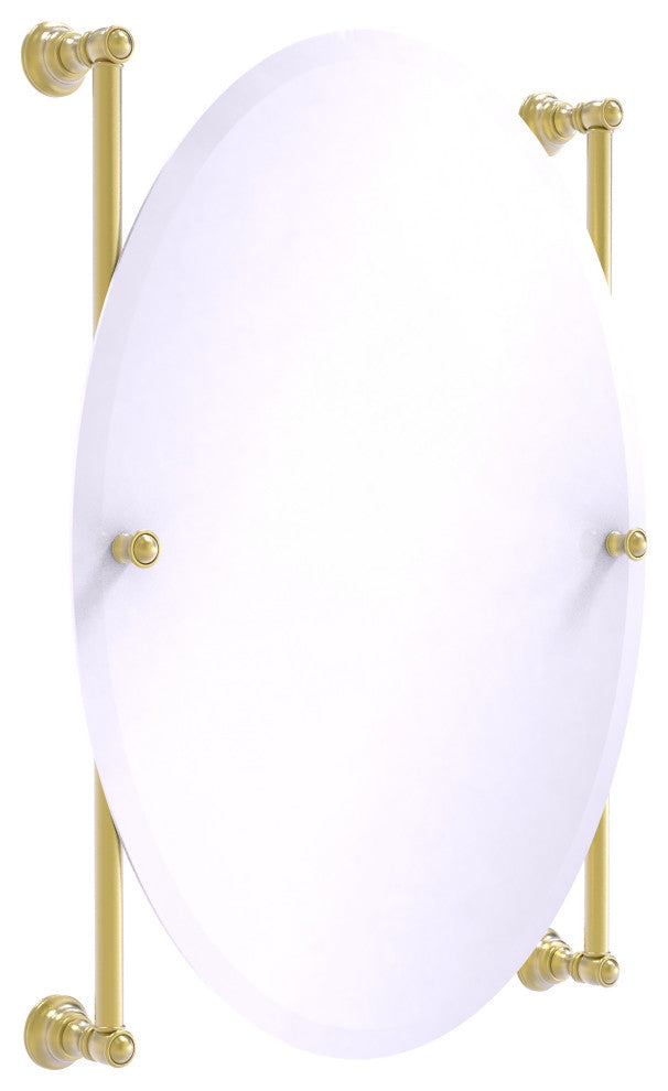Carolina Oval Frameless Rail Mounted Mirror, Satin Brass
