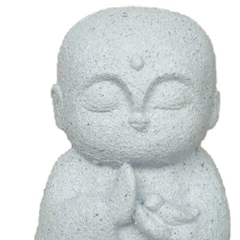 14" White Praying Monk With Bird Indoor Outdoor Statue