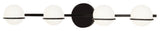 Fusion - Centric 4-Light Bath Bar - Matte Black Finish - Opal Glass Shade