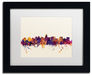 Michael Tompsett 'Madison WI Skyline' Matted Framed Art, White Mat, 14"x11"