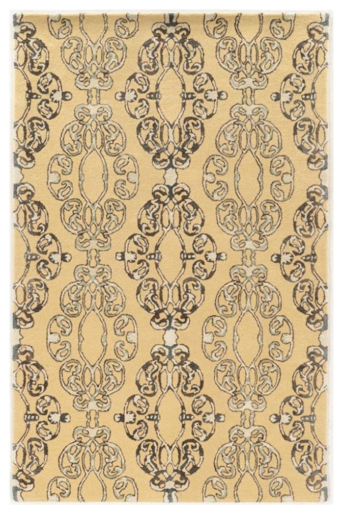 Linon Aspire Cameo Hand Tufted Wool 5'x8' Rug in Cream