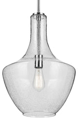 Everly 19.75" 1-Light Bell Pendant With Clear Seeded Glass, Chrome