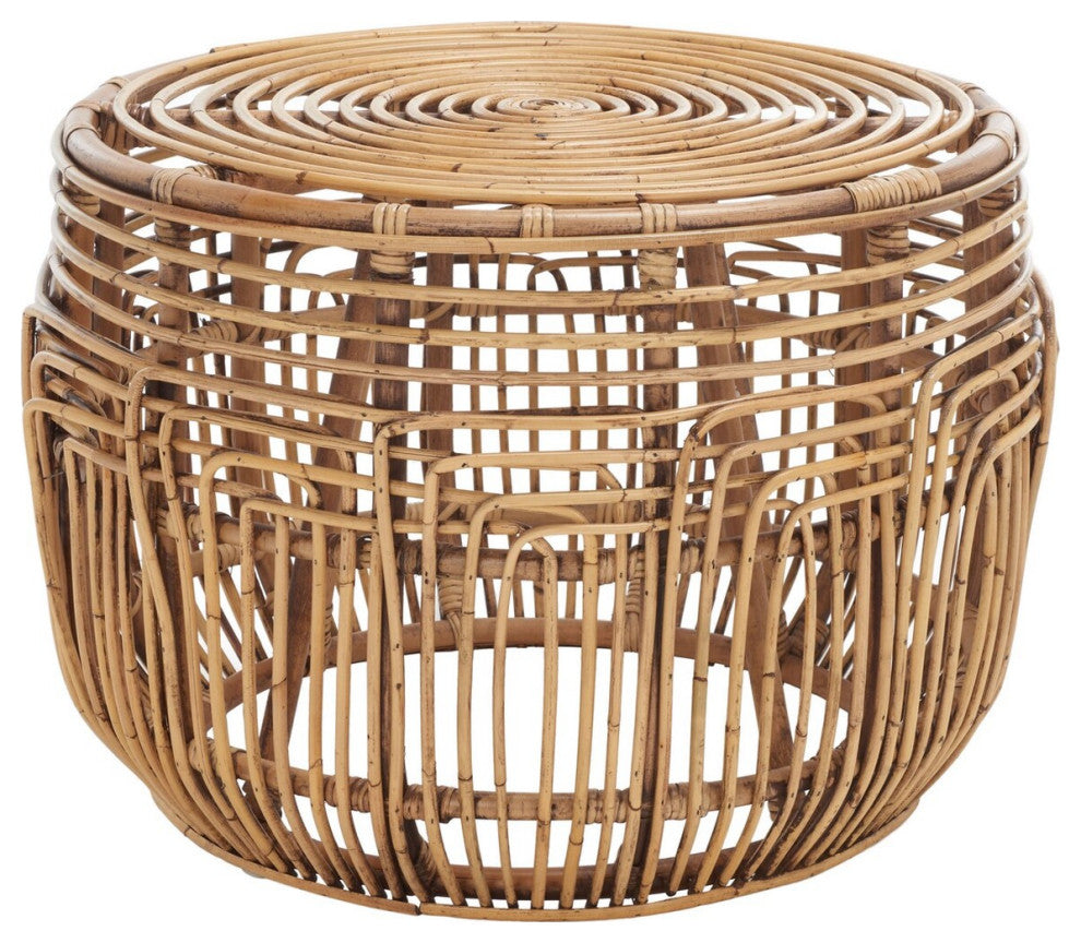 Safavieh Jacana Round Ottoman, Honey Brwn Wash