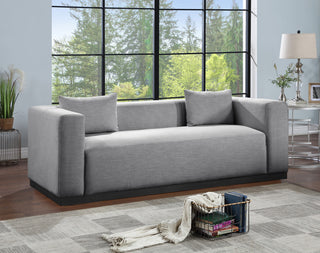 Alfie Linen Textured Fabric Upholstered Sofa, Grey