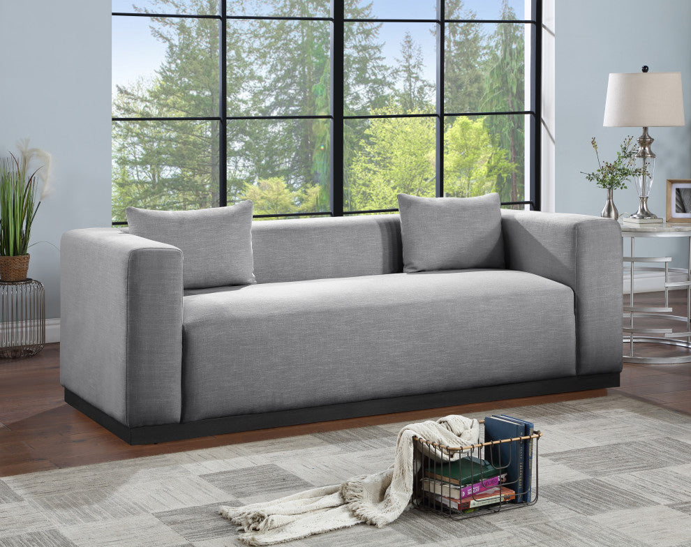 Alfie Linen Textured Fabric Upholstered Sofa, Grey