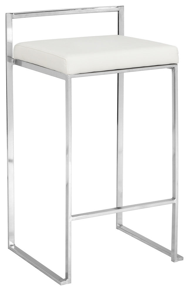 Lucien 25.25" Upholstered Counter Stool, Soft Gray/Chrome