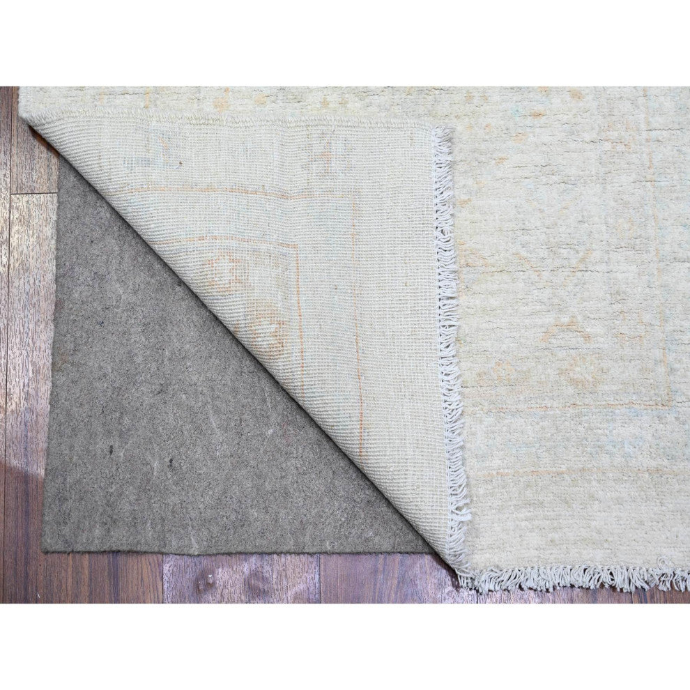 White Wash Peshawar Wool Hand Knotted Oriental Rug, 2'7"x11'3"