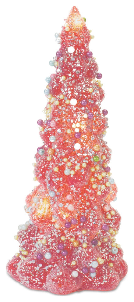 LED Tree With Rainbow Pearl Ornaments, 3-Piece Set