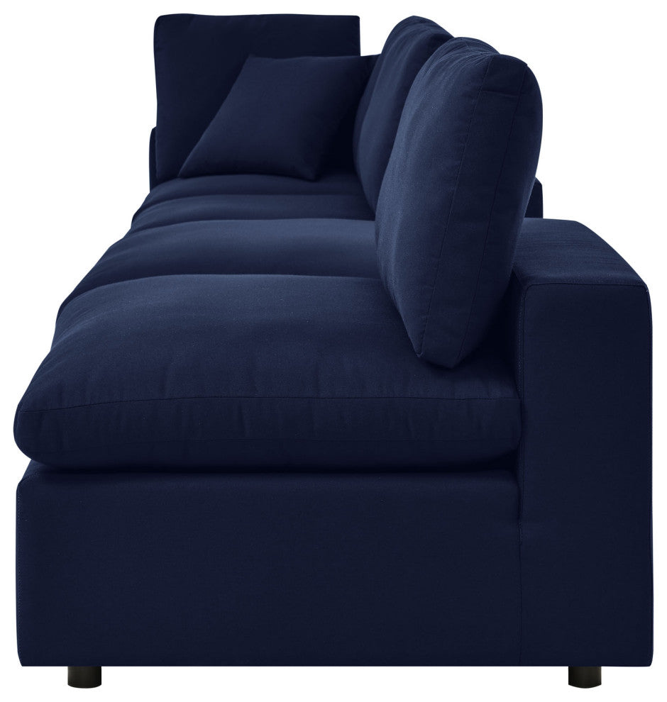 Modular Sectional Deep Sofa Chair Set, Sunbrella, Blue Navy, Outdoor Patio