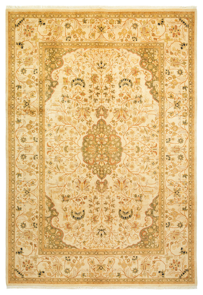 Ivy, One-of-a-Kind Hand-Knotted Area Rug Ivory, 6'3"x8'10"