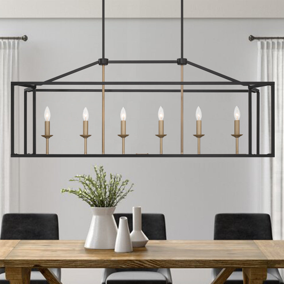 6 Light Kitchen Island Linear Pendant