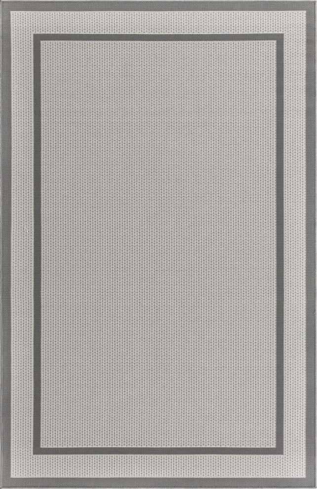 Rug Unique Loom Outdoor Border Gray Rectangular 5' 3 x 8' 0