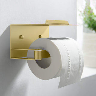 Deco Toilet Paper Holder With Shelf, Brushed Gold