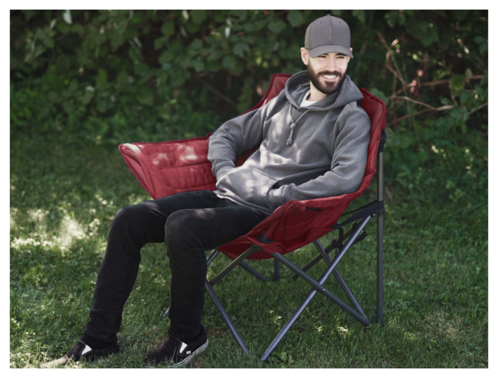 Guidesman Padded Folding Club Chair for Camping Recreation and Dorms, Red