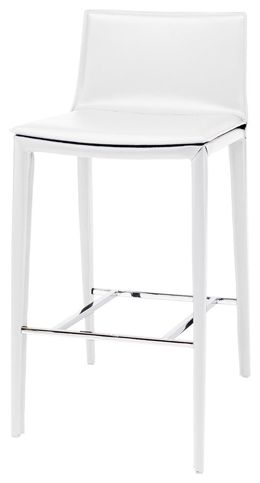 Leather Bar Stool, Palma Bar Stool, Modern Contemporary Bar Stool, White