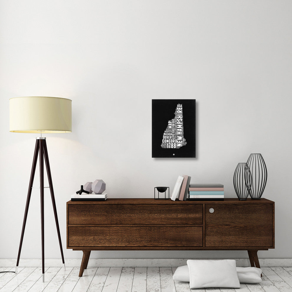 "New Hampshire Black and White Map" Fine Art Print