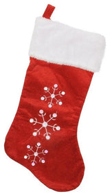 19" Embroidered and Sequined Snowflake Christmas Stocking