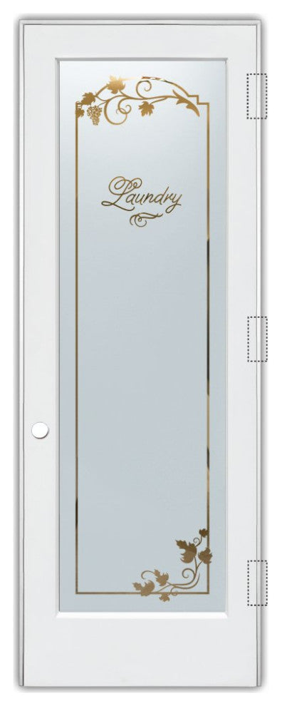 Laundry Door - Grape Ivy Melany - Primed - 36" x 84" - Knob on Left - Push Open