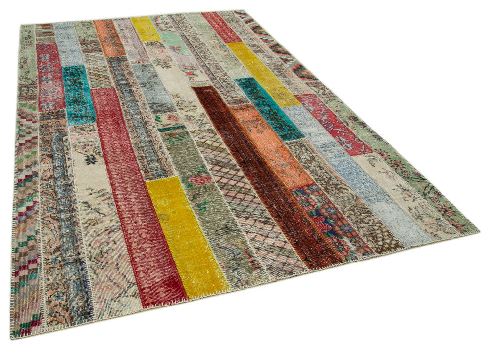 Rug N Carpet - Handwoven Anatolian 6' 8" x 10' 0" Wool Patchwork Area Rug