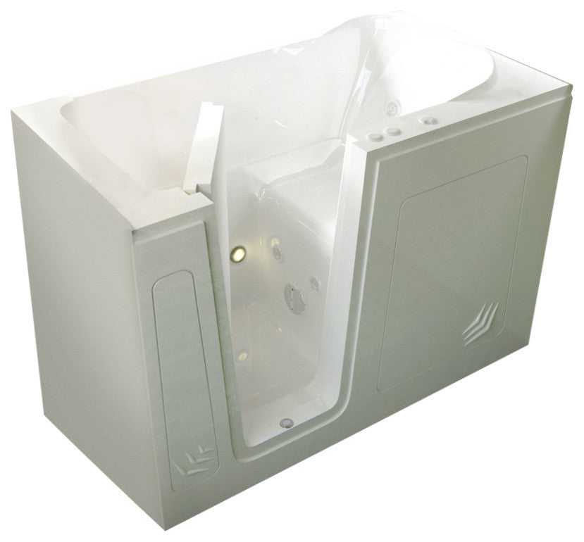 MediTub Walk-In 30 x 54 Left Drain White Whirlpool Jetted Walk-In Bathtub