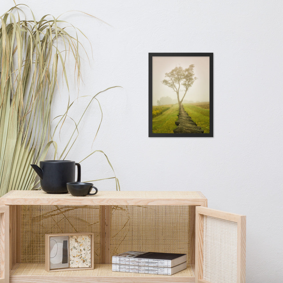 Calming Morning Rural Landscape Framed Photo Paper Wall Art Prints, Black, 12" X 16"