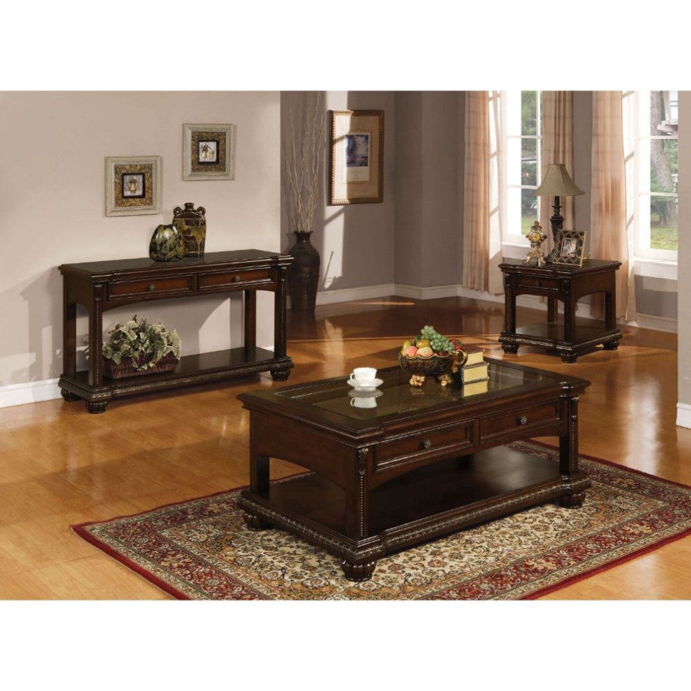 Rectangular Coffee Table With 2 Drawers, Cherry