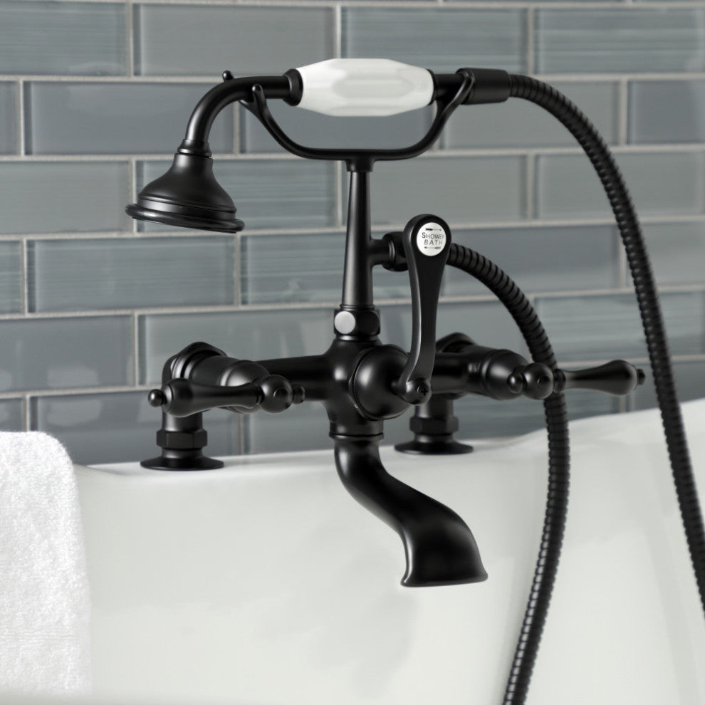 AE203T0 7" Tub Faucet With Hand Shower, Matte Black