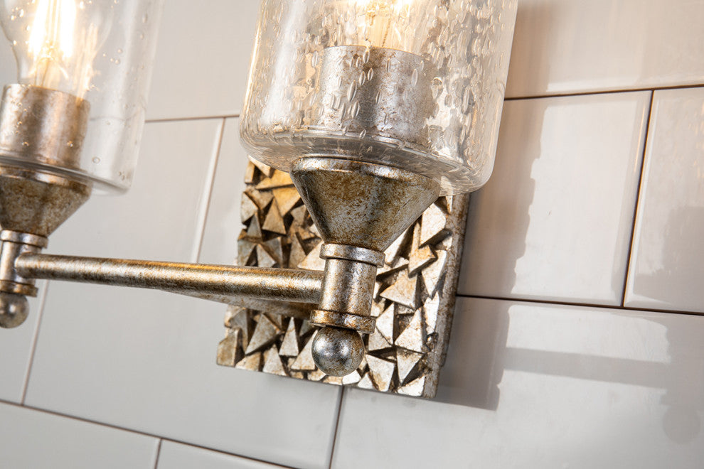 Mosaic 2-Light Bath Vanity Light, Antique Silver