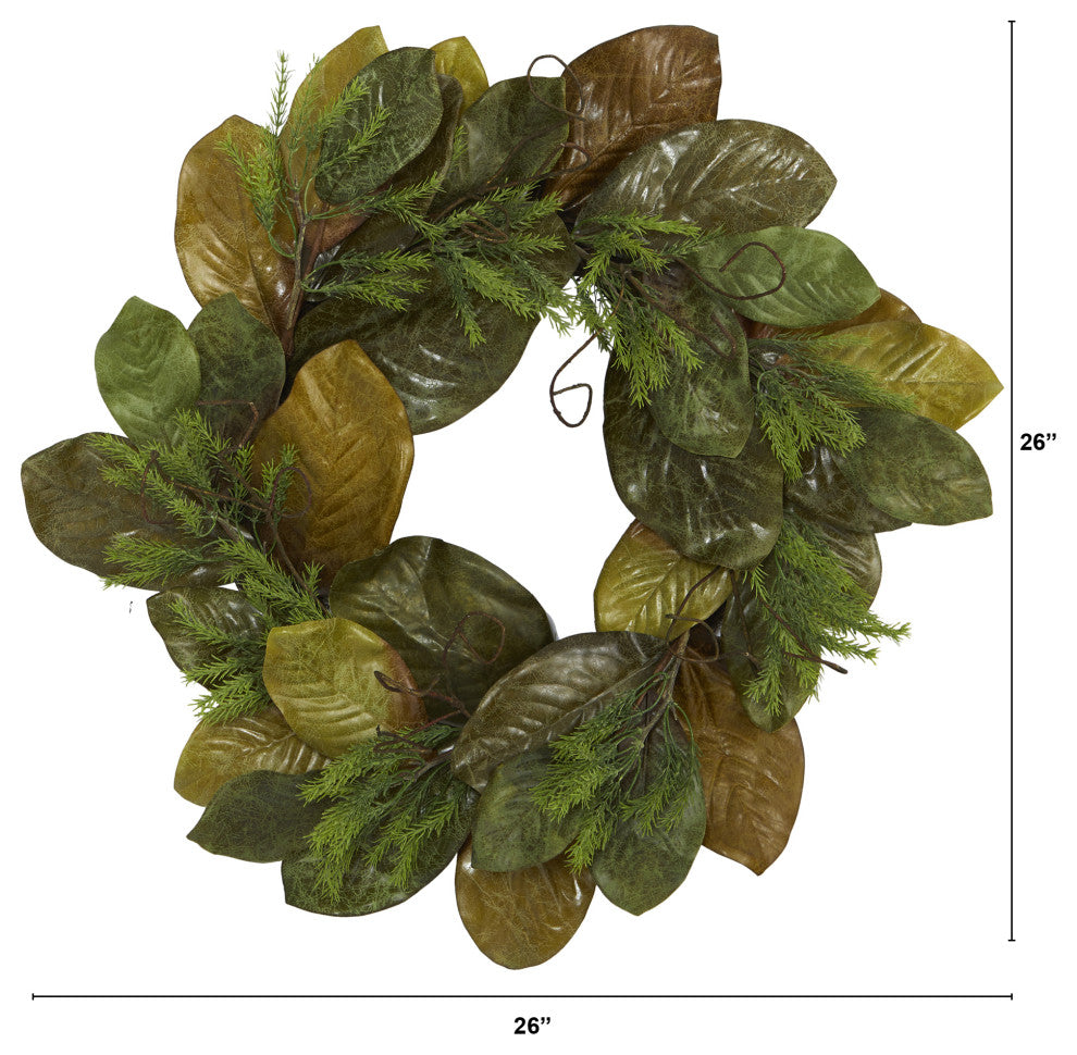 26" Magnolia Leaf Artificial Wreath