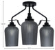 Odyssey 3 Light Semi Flush Mount, Matte Black Finish, 5" Smoke Textured Glass