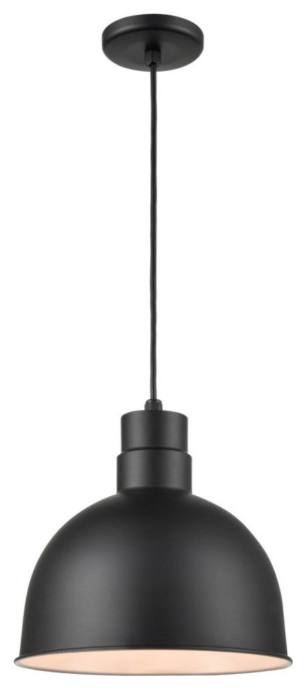 R Series Collection 1 Light 12 in. Satin Black RLM Pendant