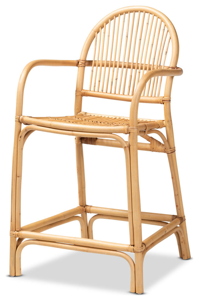 Lissa Natural Brown Rattan Counter Stool