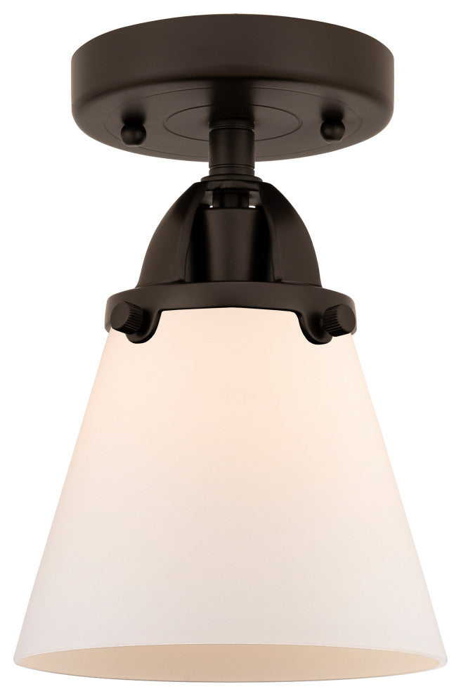 Small Cone Semi-Flush Mount, Oil Rubbed Bronze, Matte White, Matte White