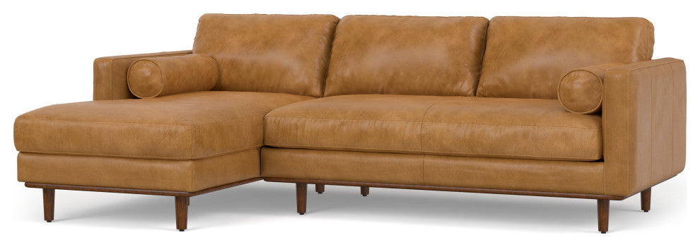 Morrison Mid Century Left Sectional Wide Sofa Tightly Woven Performance Fabric, Sienna