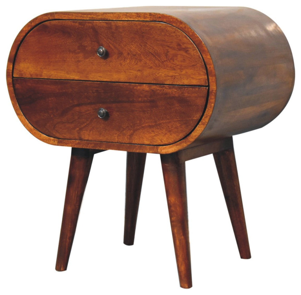 Large Chestnut Circular Bedside