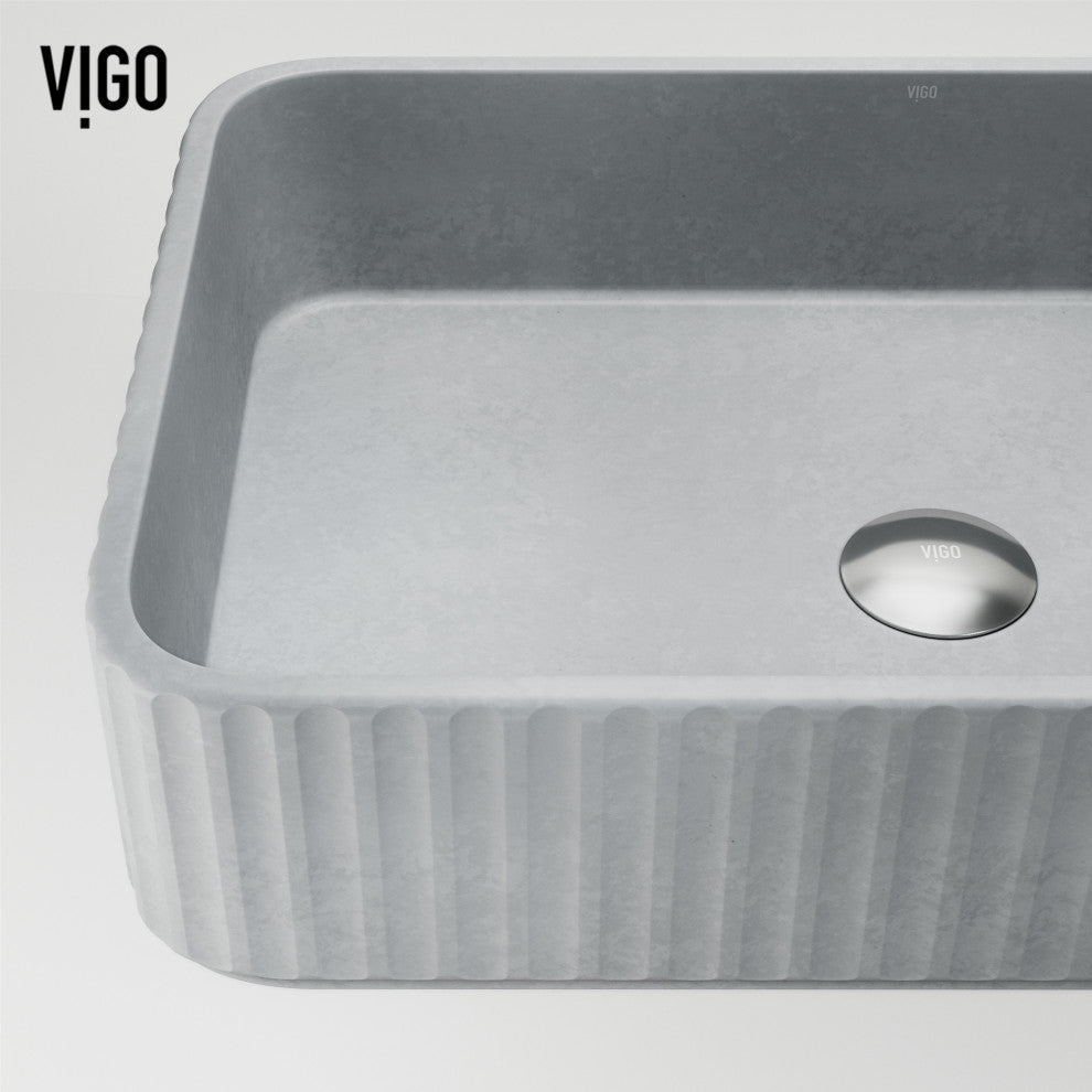 VIGO Windsor 21"L x 14"W x 5"H Concreto Stone Rectangular Bathroom Vessel Sink
