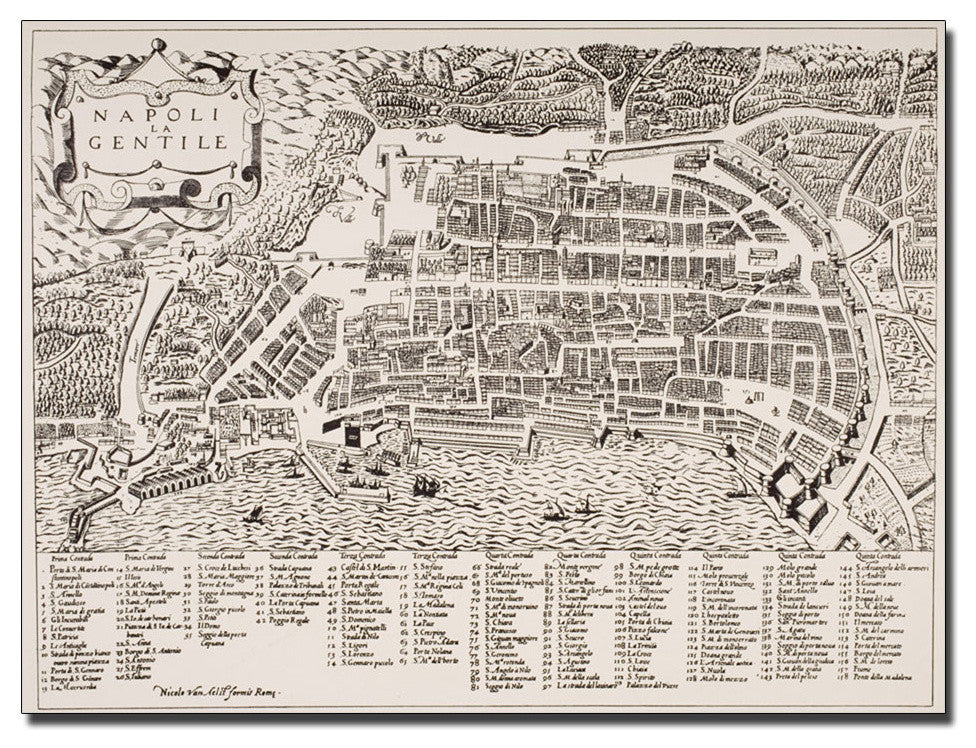 'Map of Naples, 1600' Canvas Art