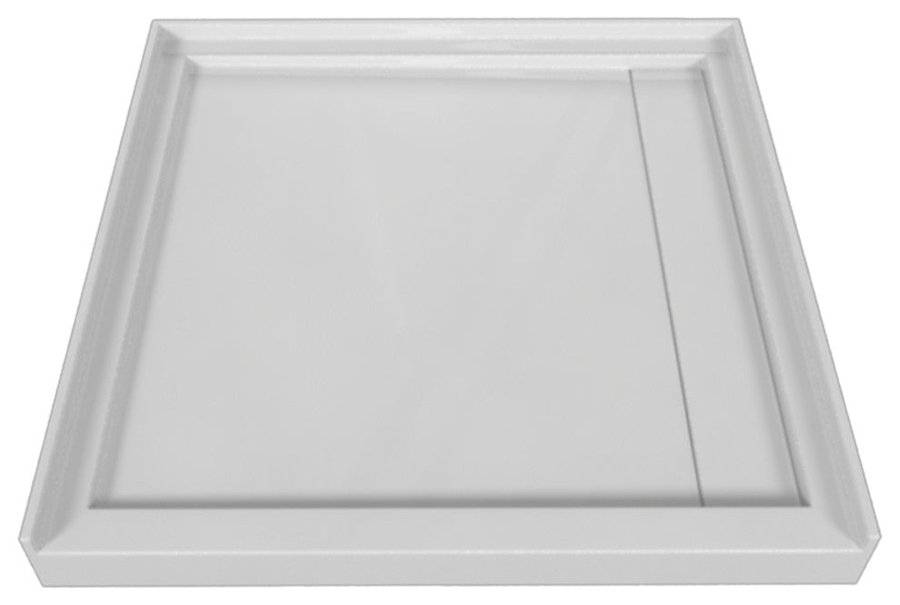 Valley Acrylic Single Threshold Acrylic Linear End Drain Shower Base 48", White,