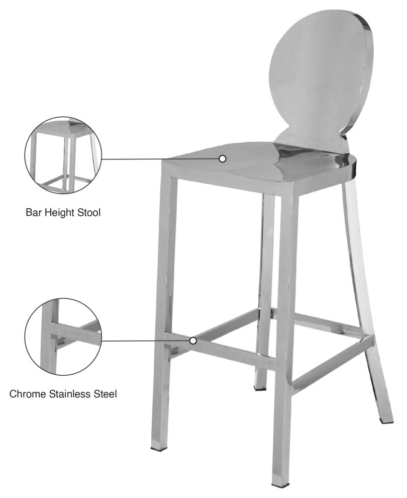 Maddox Kitchen Bar Stool, Chrome Stainless Steel