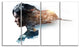 Double Exposure Woman Portrait, Portrait Canvas Art Print, 48"x28", 4 Panels
