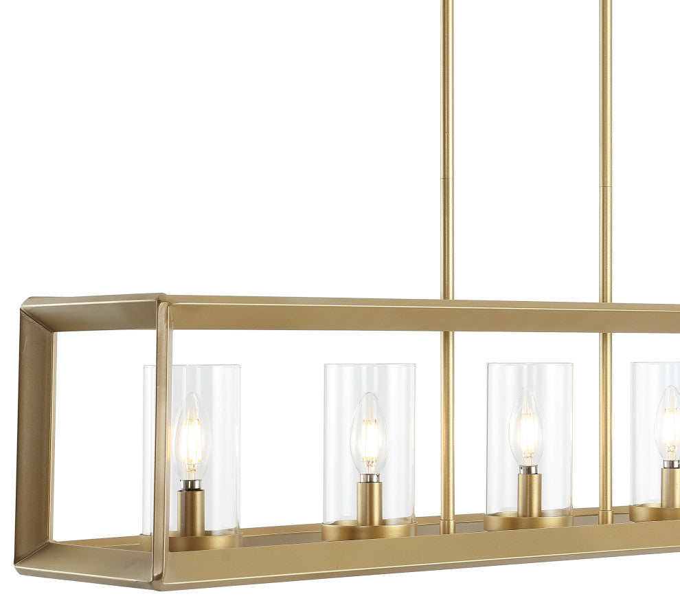 Anna 38.5" Linear 5-light Metal/Glass LED Pendant, Brass Gold
