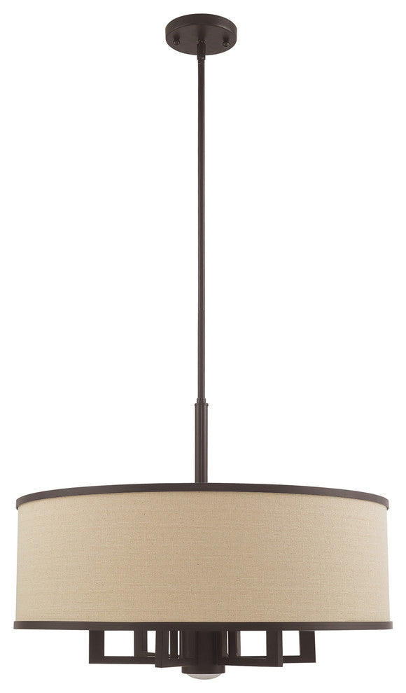 Livex Lighting 6 + 1 Light Pendant Chandelier, Bronze