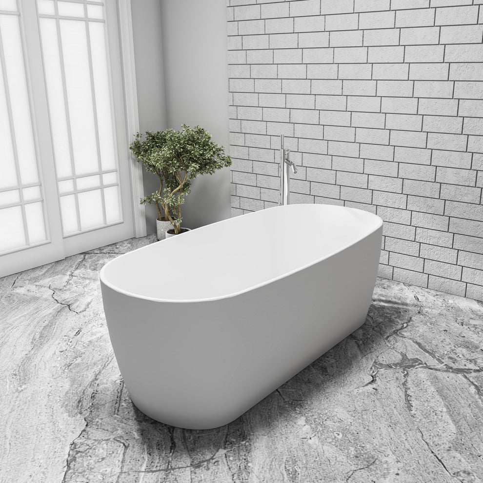 Azagra Soaking Bathtub, Matte White Finish, 67" X 31.5"
