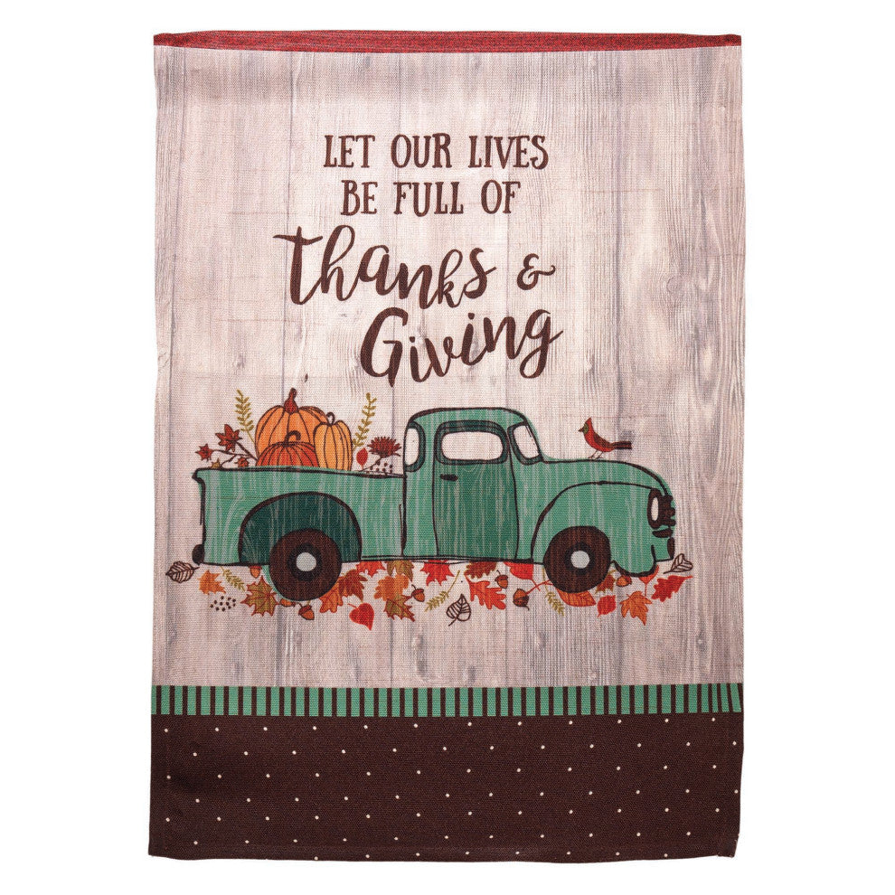 Garden Print Flag, Thanks A Giving Truck, 13"x18"