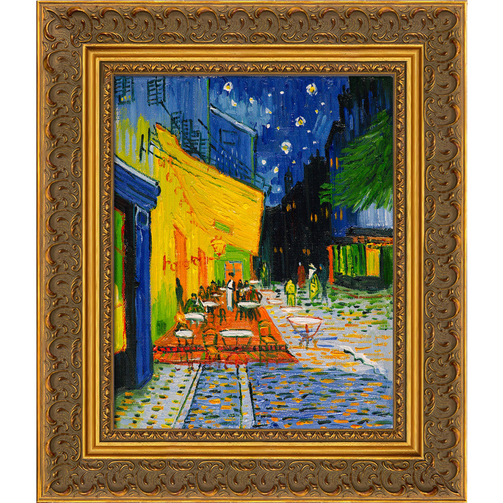 Cafe Terrace at Night, Baroque Antique Gold Frame